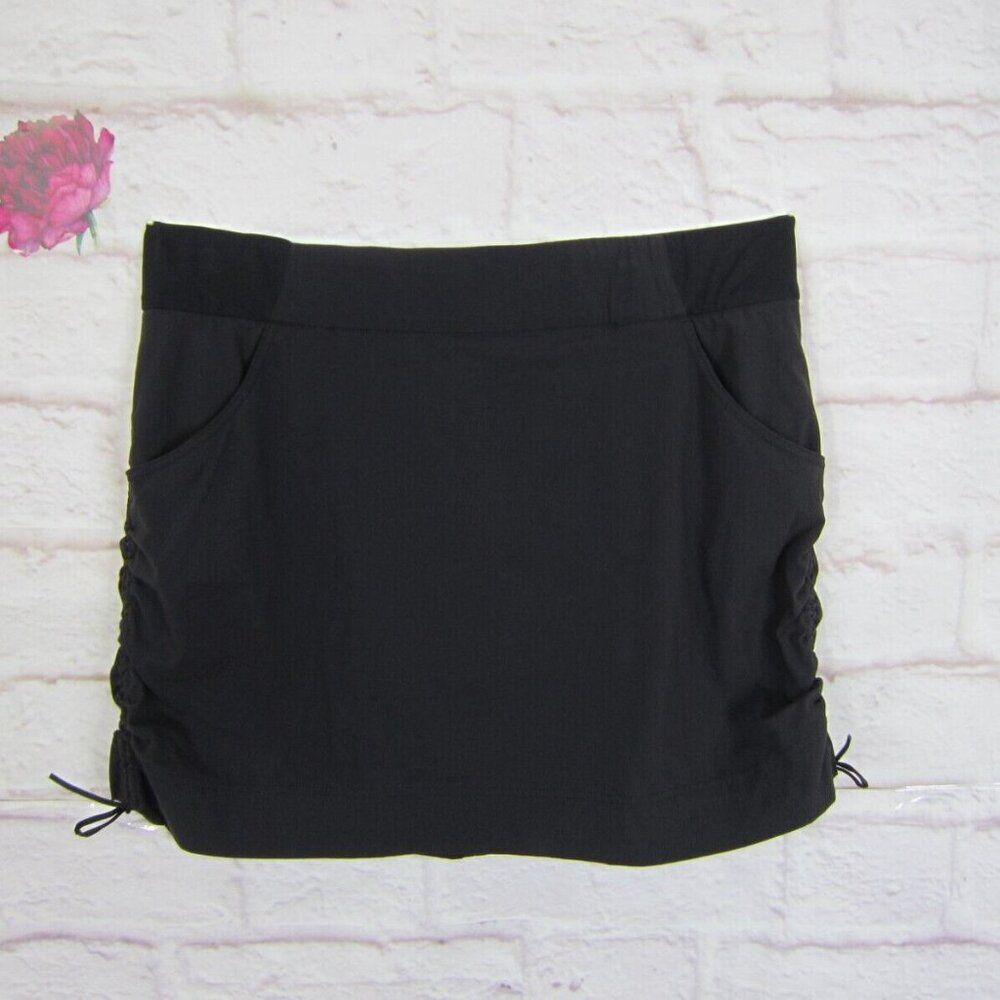 Columbia Ruched Side Tie Pull-on Skort Black Women's Size XL Trail Activewear